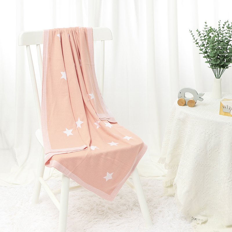 Newborn Babi Reversible Stars Knitted Blanket Mimixiong