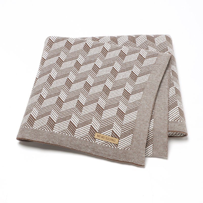 Knitted Newborn Throw Blanket Plaid Striped Mimixiong