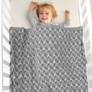Knitted Newborn Throw Blanket Plaid Striped Mimixiong