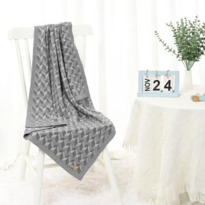 Knitted Newborn Throw Blanket Plaid Striped Mimixiong