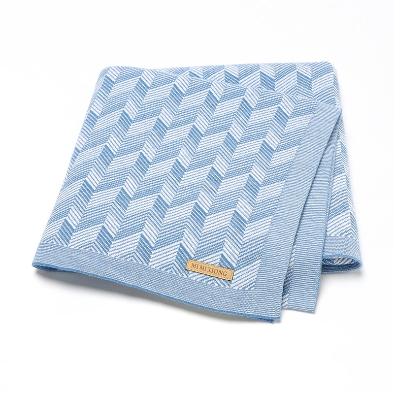 Knitted Newborn Throw Blanket Plaid Striped Mimixiong