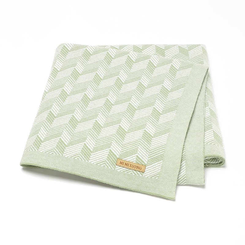 Knitted Newborn Throw Blanket Plaid Striped Mimixiong