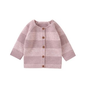 Wholesale Mimixiong Crew Neck Knitted Baby Sweater Cardigans Long Sleeve Button Infant Girl Sweater Coat