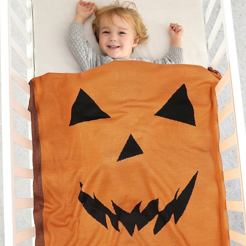 Halloween Pumpkin Pattern Baby Knitted Blankets Mimixiong