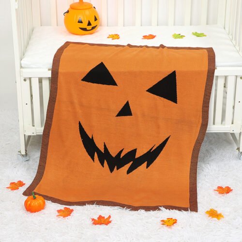 Halloween Pumpkin Pattern Baby Knitted Blankets Mimixiong