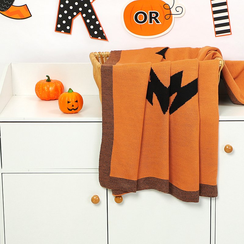 Halloween Pumpkin Pattern Baby Knitted Blankets Mimixiong