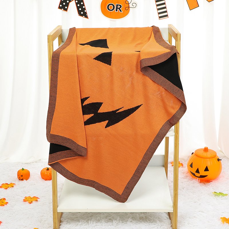 Halloween Pumpkin Pattern Baby Knitted Blankets Mimixiong