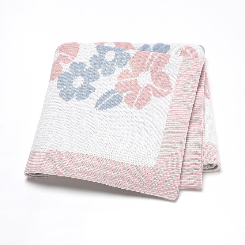 Baby Blankets Knitted Jacquard Floral Pattern Mimixiong