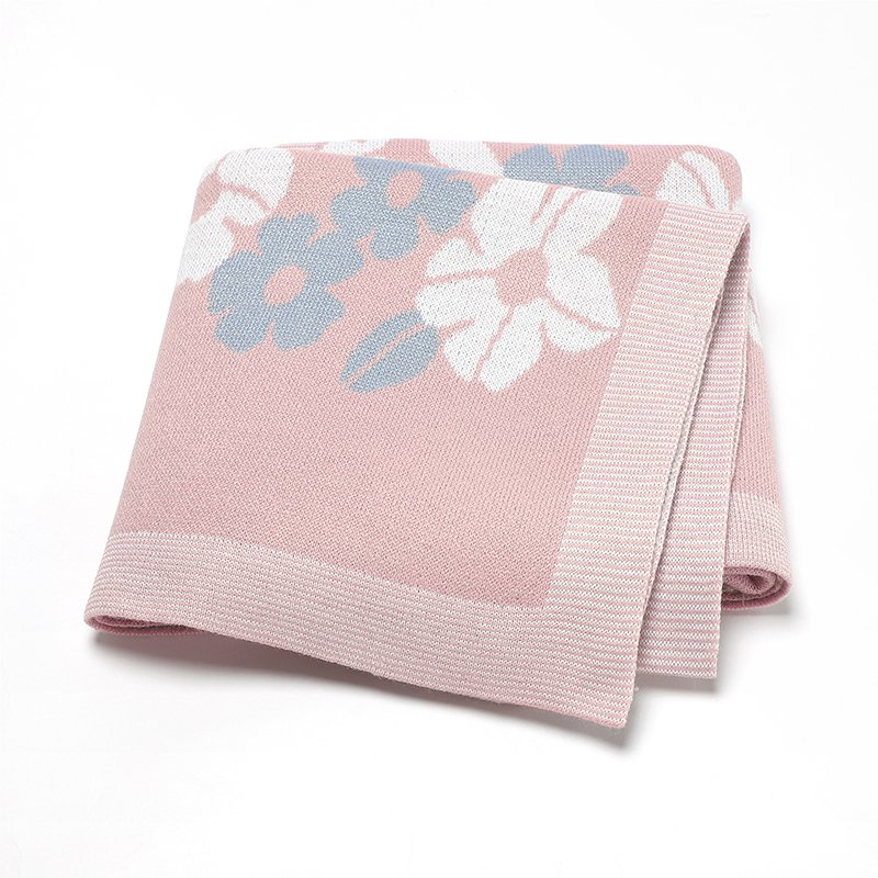 Baby Blankets Knitted Jacquard Floral Pattern Mimixiong