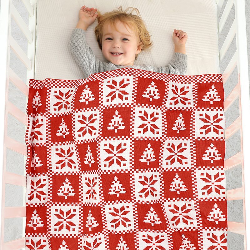 Customized Knitted Christmas Decorating Baby Blankets Mimixiong