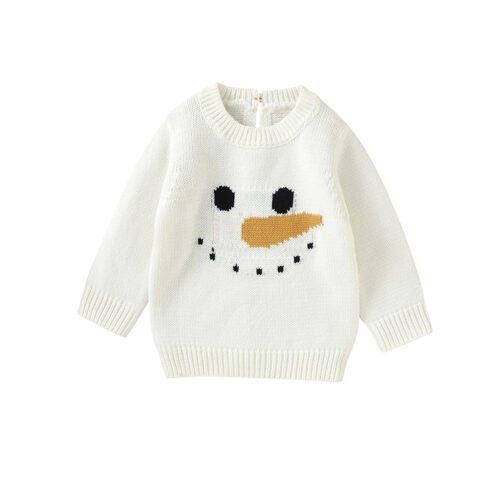 Snowman Knit Baby Sweater Crew Neck Long Sleeve Mimixiong