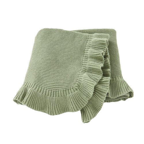 Hot sale mimixiong cotton newborn solid color baby knitted OETK Tex cotton blankets Ruffles swaddle blanket