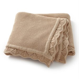 Wholesale100% Cotton Baby Swaddle Stroller Cover Knit Edge Blanket Mimixiong
