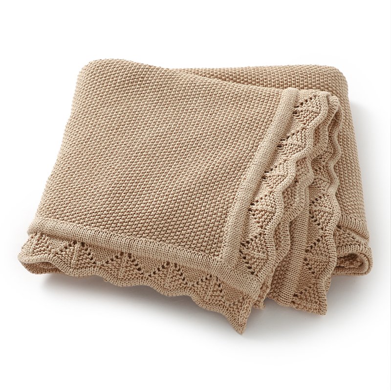 Wholesale100% Cotton Baby Swaddle Stroller Cover Knit Edge Blanket Mimixiong