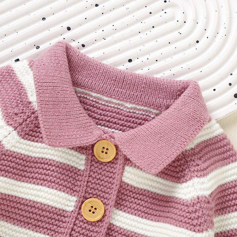 Mimixiong Soft Striped Knit Cardigan for Newborn Baby