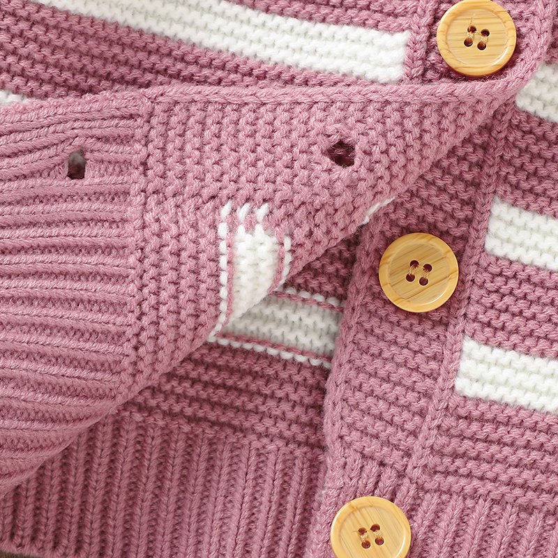 Mimixiong Soft Striped Knit Cardigan for Newborn Baby
