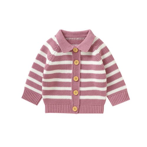 Mimixiong Factory Price Ropa De Bebes Soft Clothes for Newborn Baby Kids Girls' Boys Strips Long Sleeve Knit Cardigan Sweaters