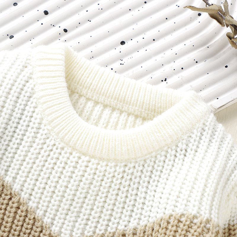 New Arrival Baby Casual Round Neck Striped Knitted Sweater Mimixiong