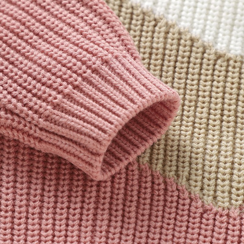 New Arrival Baby Casual Round Neck Striped Knitted Sweater Mimixiong