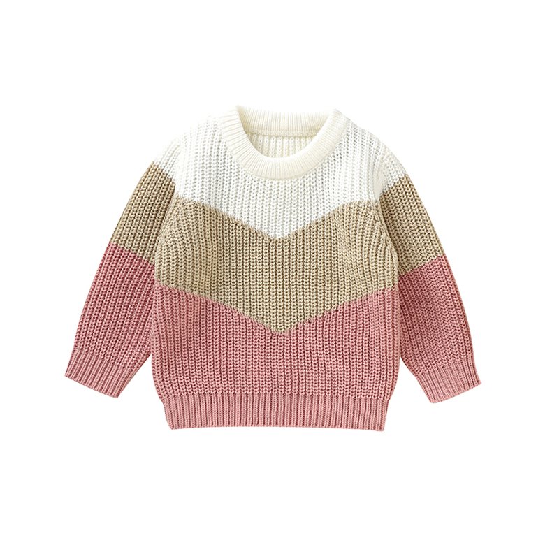 New Arrival Baby Casual Round Neck Striped Knitted Sweater Mimixiong