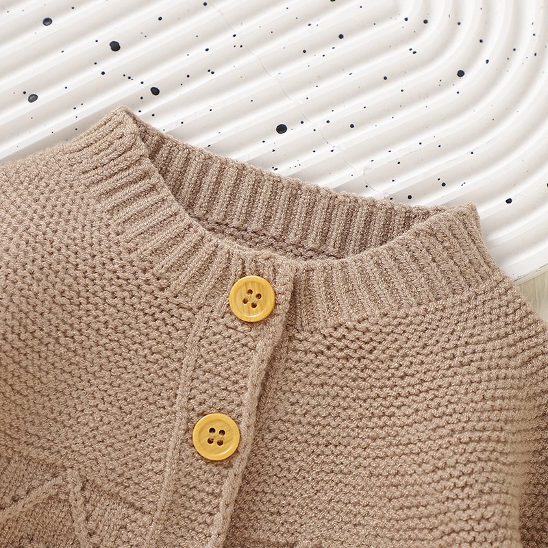 Wholesale Soft Knit Baby Sweater Crew Neck Cardigan Mimixiong