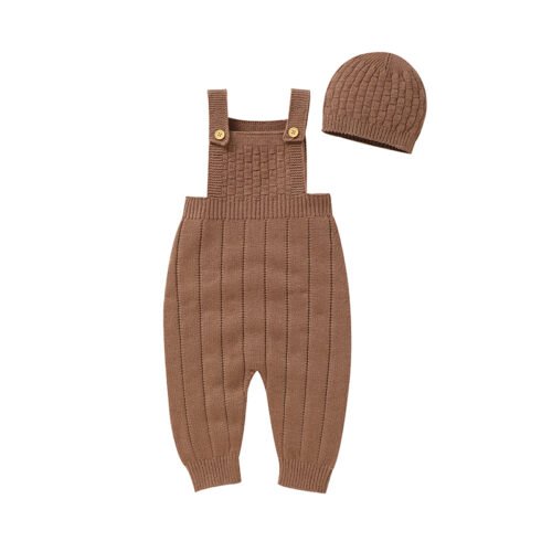 No Sleeves Skin-Friendly Baby Overalls & Hat Set Mimixiong