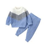 Mimixiong Winter Streak Patterned Baby Clothing Set Newborn Baby Knitted Sweater & Pant 2pcs Set Super Soft