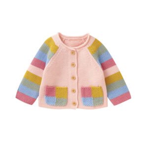 Hot Sale Mimixiong Newborn Baby Girls' Knitted Cardigan Colorful Design Sweater Coat