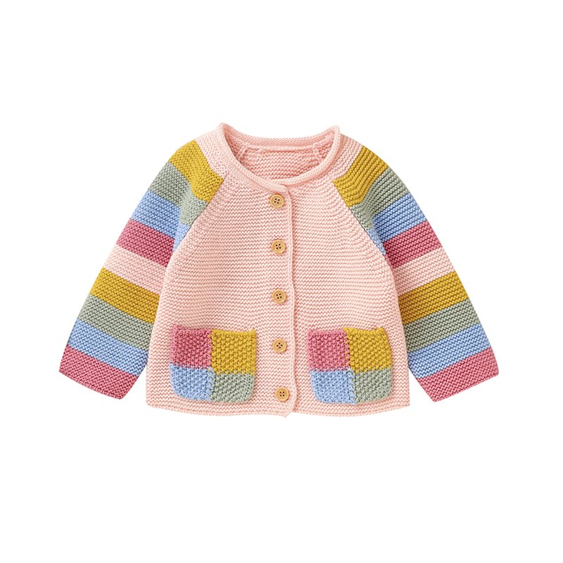 Hot Sale Mimixiong Newborn Baby Girls' Knitted Cardigan Colorful Design Sweater Coat