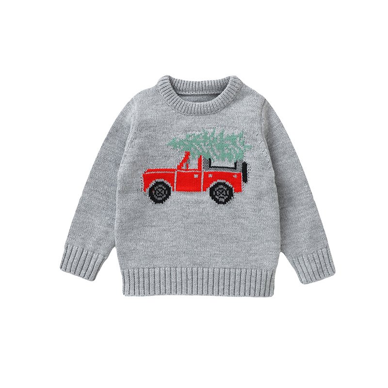 Trucks Baby Sweater Knitted Long Sleeve Pullover Mimixiong