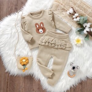 High Quality Cute Rabbit Baby Sweater & Pants Set Mimixiong