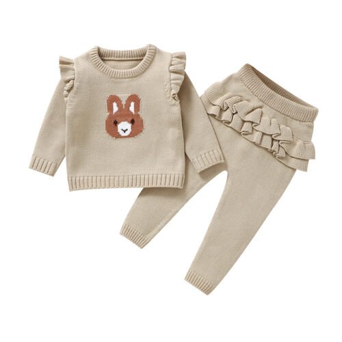 Mimixiong High Quality Cute Rabbit Pattern Baby Fall Clothes Ropa De Baby Girls Toddler Set Sweater with Pants