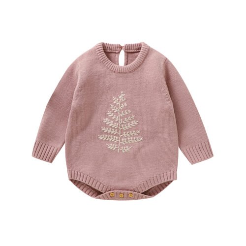 Mimixiong Hot Sale Tree Patterned Baby Rompers Knitted Soft Jumpsuit Autumn Winter Baby Clothes