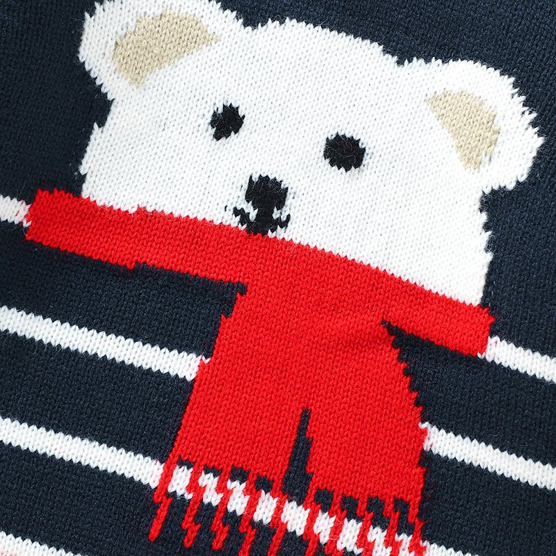 Wholesale Knit Newborn Baby Bear Pattern Jacquard Sweater Mimixiong