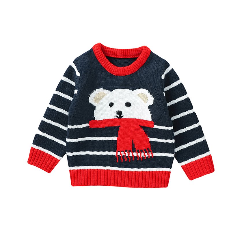 Wholesale Knit Newborn Baby Bear Pattern Jacquard Sweater Mimixiong