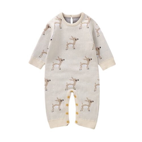 New Arrival Mimixiong Knitted Deer Newborn Baby Rompers Clothes Cardigan Autumn Winter Babies Sweater Clothing