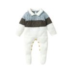 Mimixiong New Design Winter Warm Baby Wear Bodysuits Collar Baby Knitted Romper Ropa De Bebe