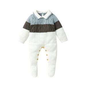 Mimixiong New Design Winter Warm Baby Wear Bodysuits Collar Baby Knitted Romper Ropa De Bebe