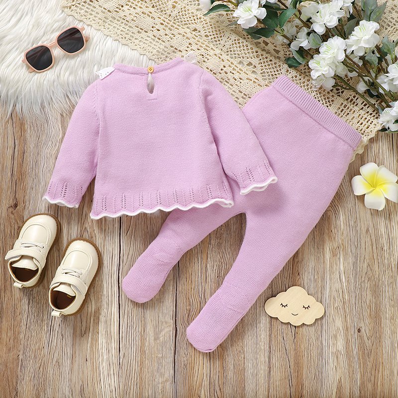 Winter Knit Baby Sweater & Solid Pant Set Mimixiong