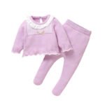 Winter Clothes Mimixiong Kids Clothing Set New Style Knit Baby Pullover Sweater Solid Pant Baby Girl Clothes