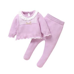 Winter Clothes Mimixiong Kids Clothing Set New Style Knit Baby Pullover Sweater Solid Pant Baby Girl Clothes
