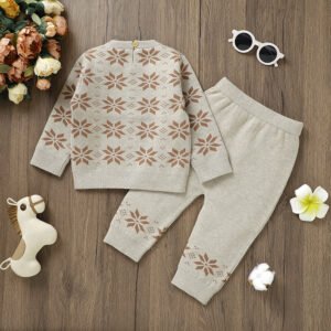 Snowflakes Baby Sweater & Pant Set Mimixiong
