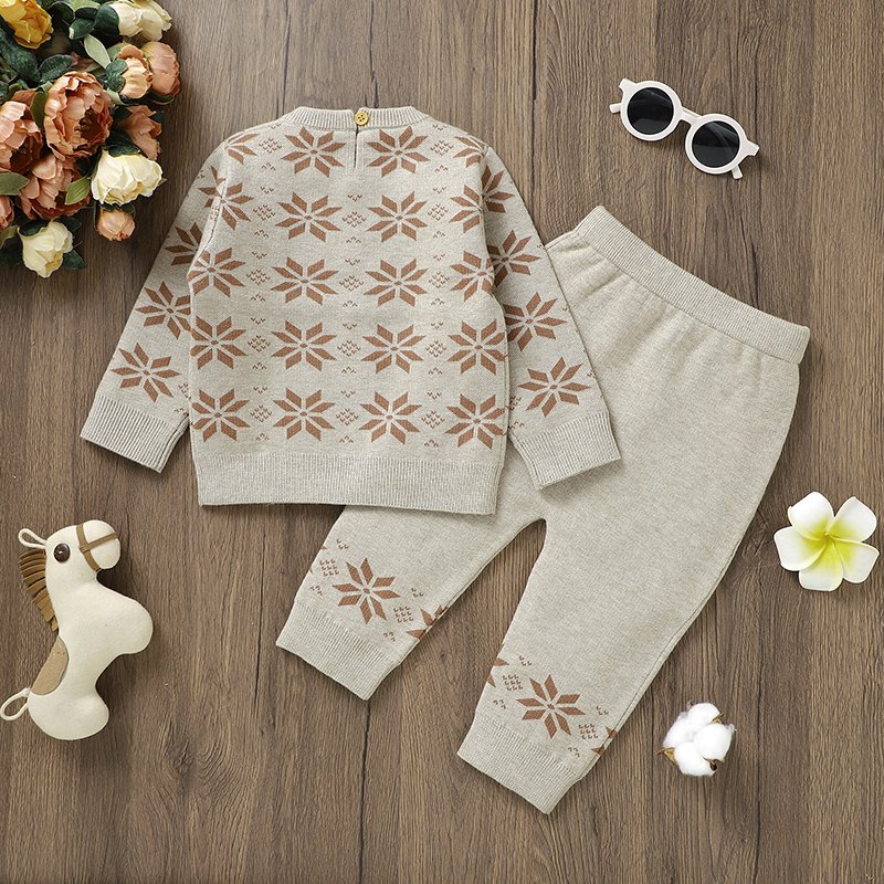 Snowflakes Baby Sweater & Pant Set Mimixiong
