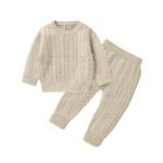 mimixiong High Quality Custom Solid Yarn Baby Sweater with Pants Classic Suits for Toddlers baby gift set baby clothing sets