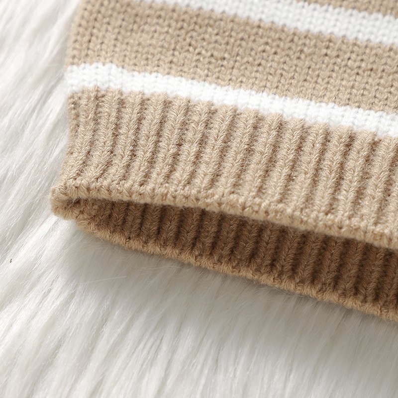 Soft Warm Stripes Long Sleeve Knit Pullover Sweater Mimixiong