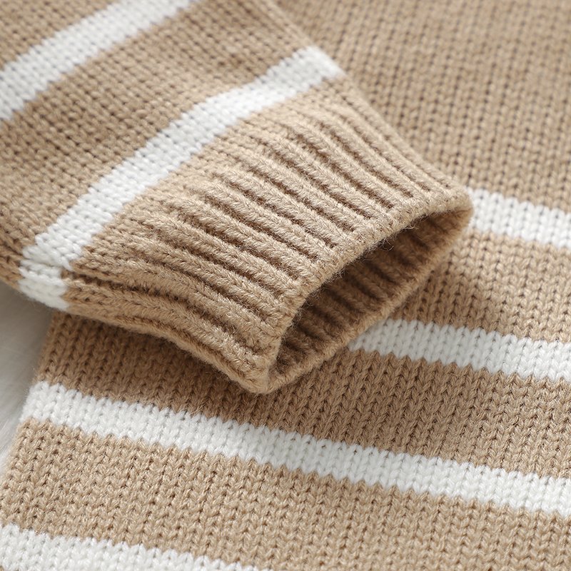 Soft Warm Stripes Long Sleeve Knit Pullover Sweater Mimixiong