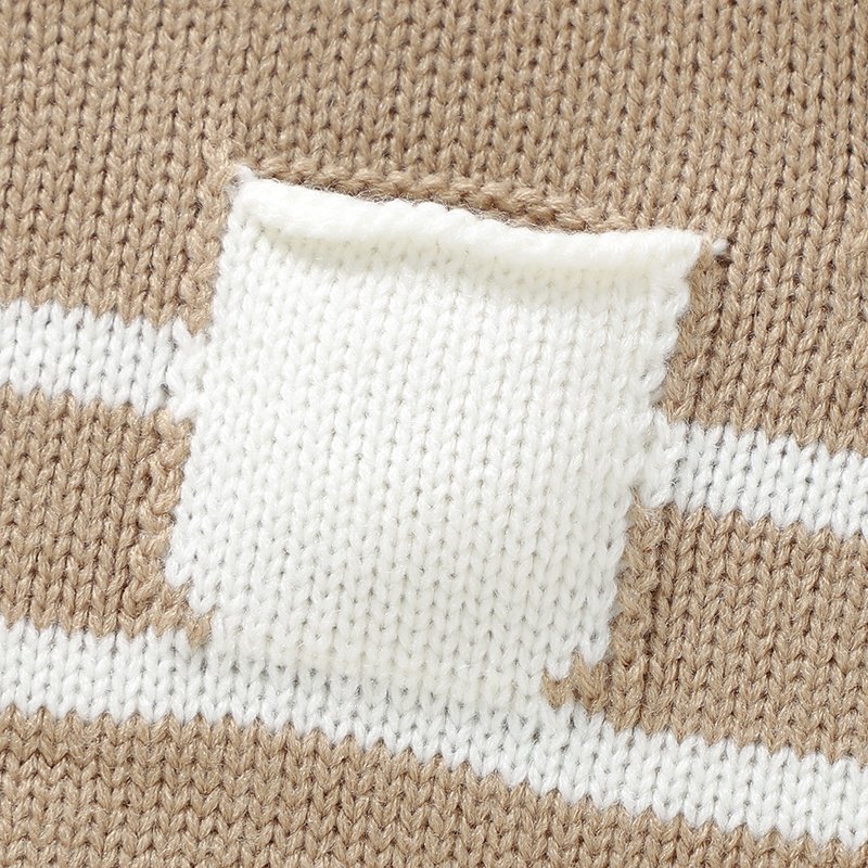 Soft Warm Stripes Long Sleeve Knit Pullover Sweater Mimixiong