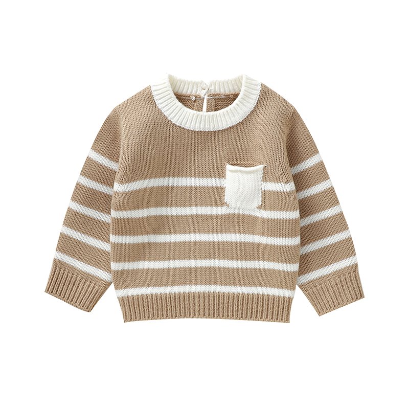 Soft Warm Stripes Long Sleeve Knit Pullover Sweater Mimixiong