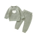 Heart Jacquard Long Sleeve Sweater & Pants Mimixiong