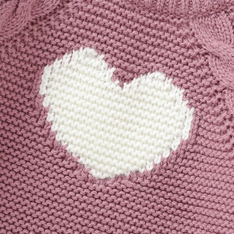 Heart Jacquard Long Sleeve Sweater & Pants Mimixiong